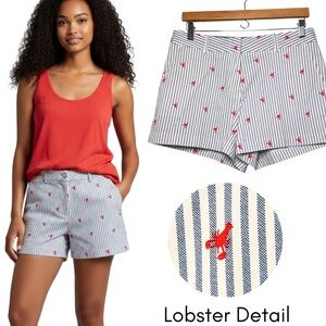 Nautica Lobster 🦞 Print Stripe Shorts Sz 8 4” Inseam NWOT